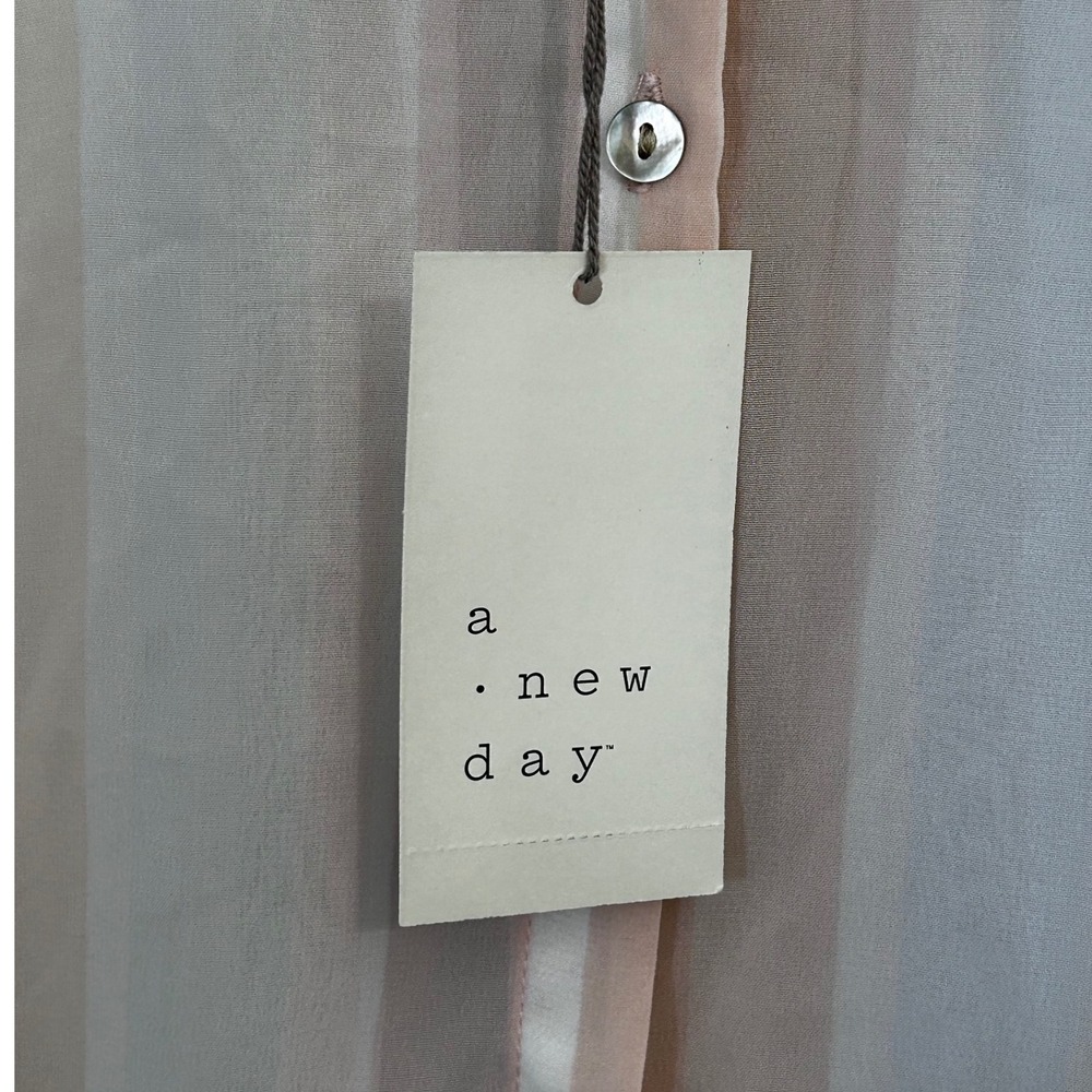 A New Day Blue Tan Pink‎ Stripe Sheer Sleeveless Blouse NWT Women's Size Small - Picture 5 of 8